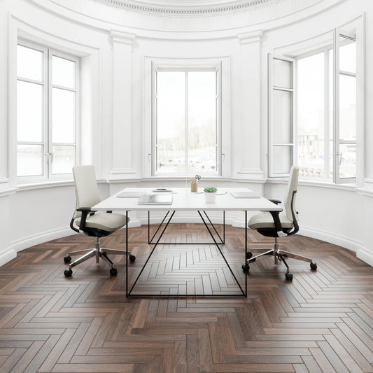 AIR DUO team desk | 1600 x 1600 mm, electrified, pearl gray