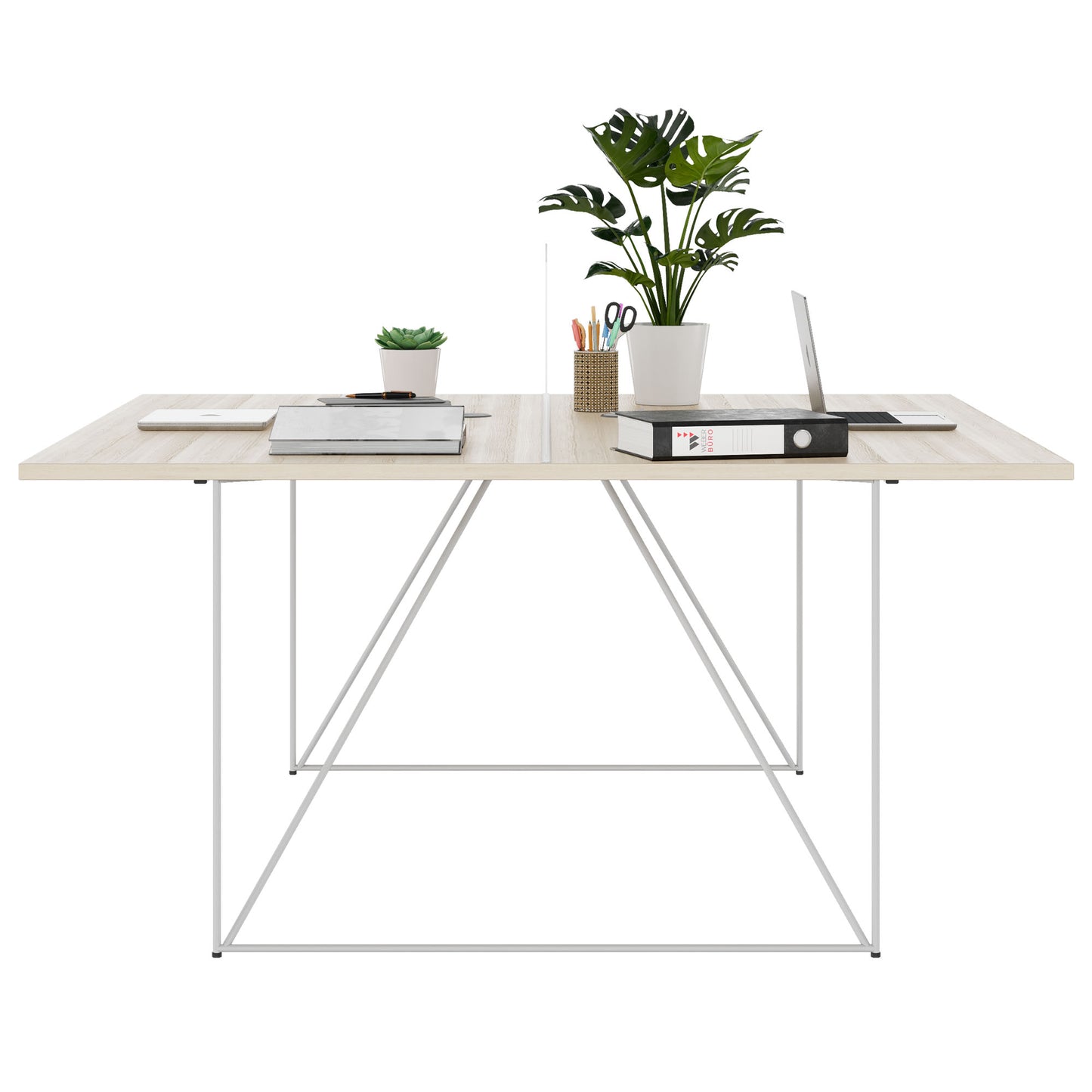 AIR DUO team desk | 1600 x 1600 mm, electrified, sand ash