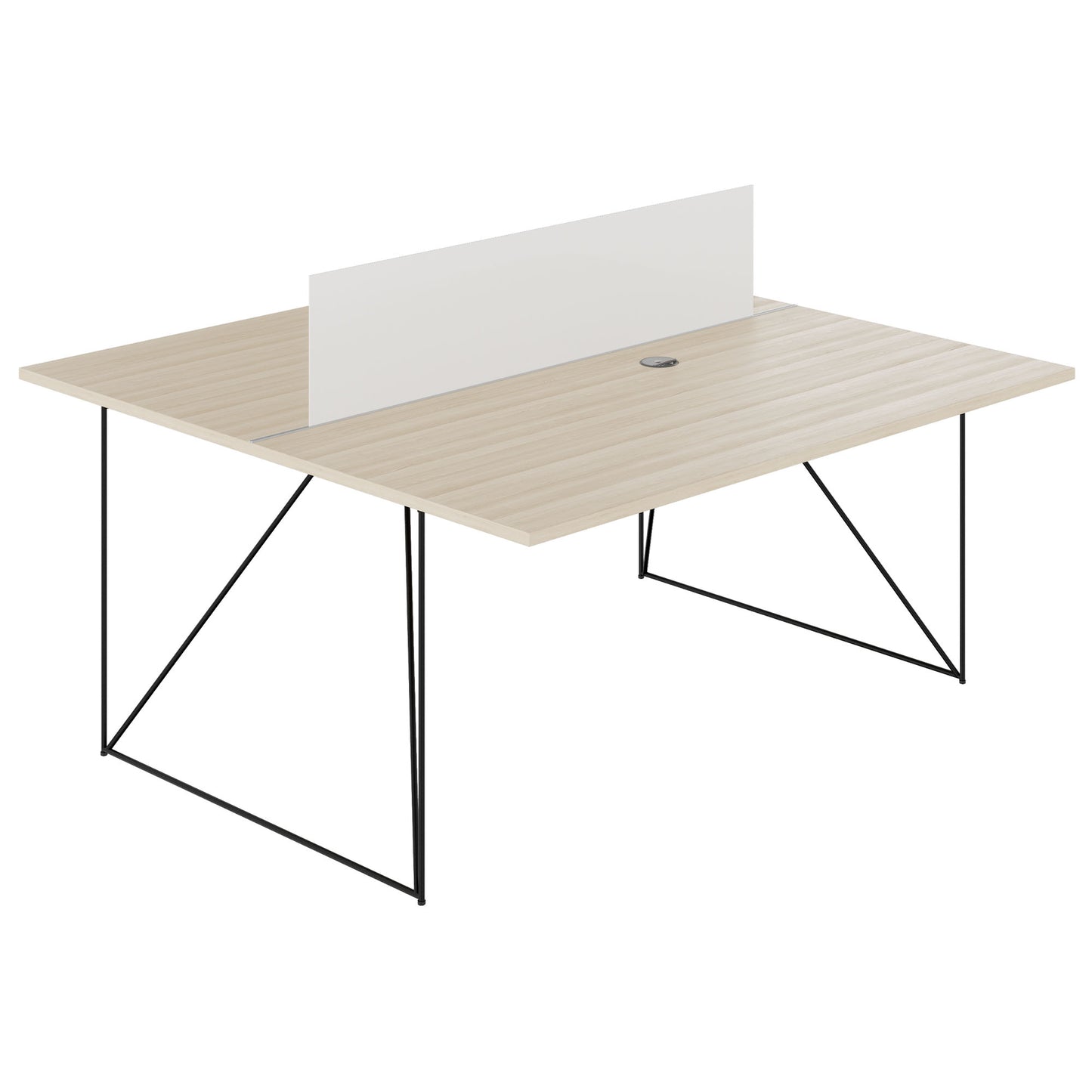 Bureau d'équipe AIR DUO | 1600 x 1600 mm, électrifié, cendre de sable