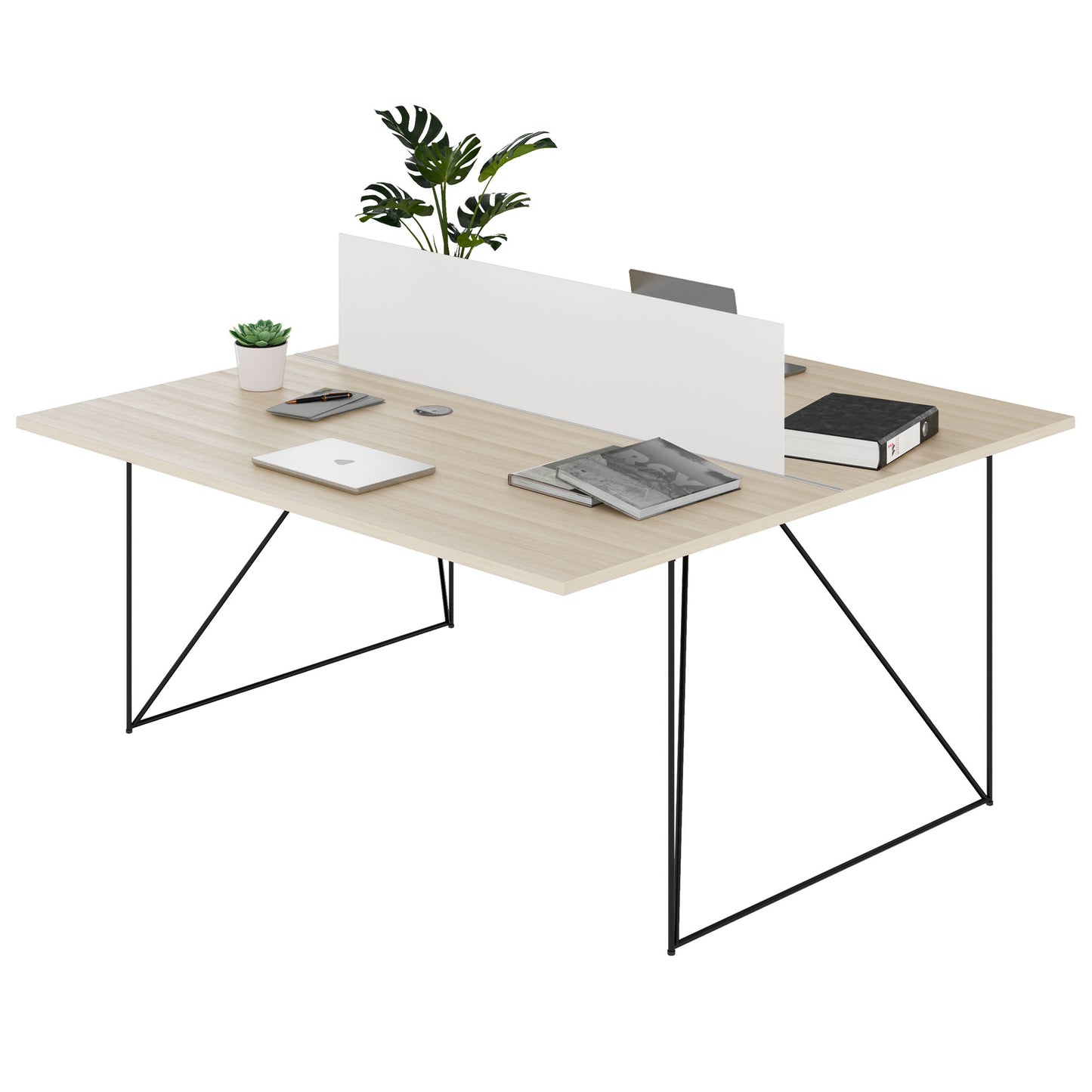 AIR DUO team desk | 1600 x 1600 mm, electrified, sand ash