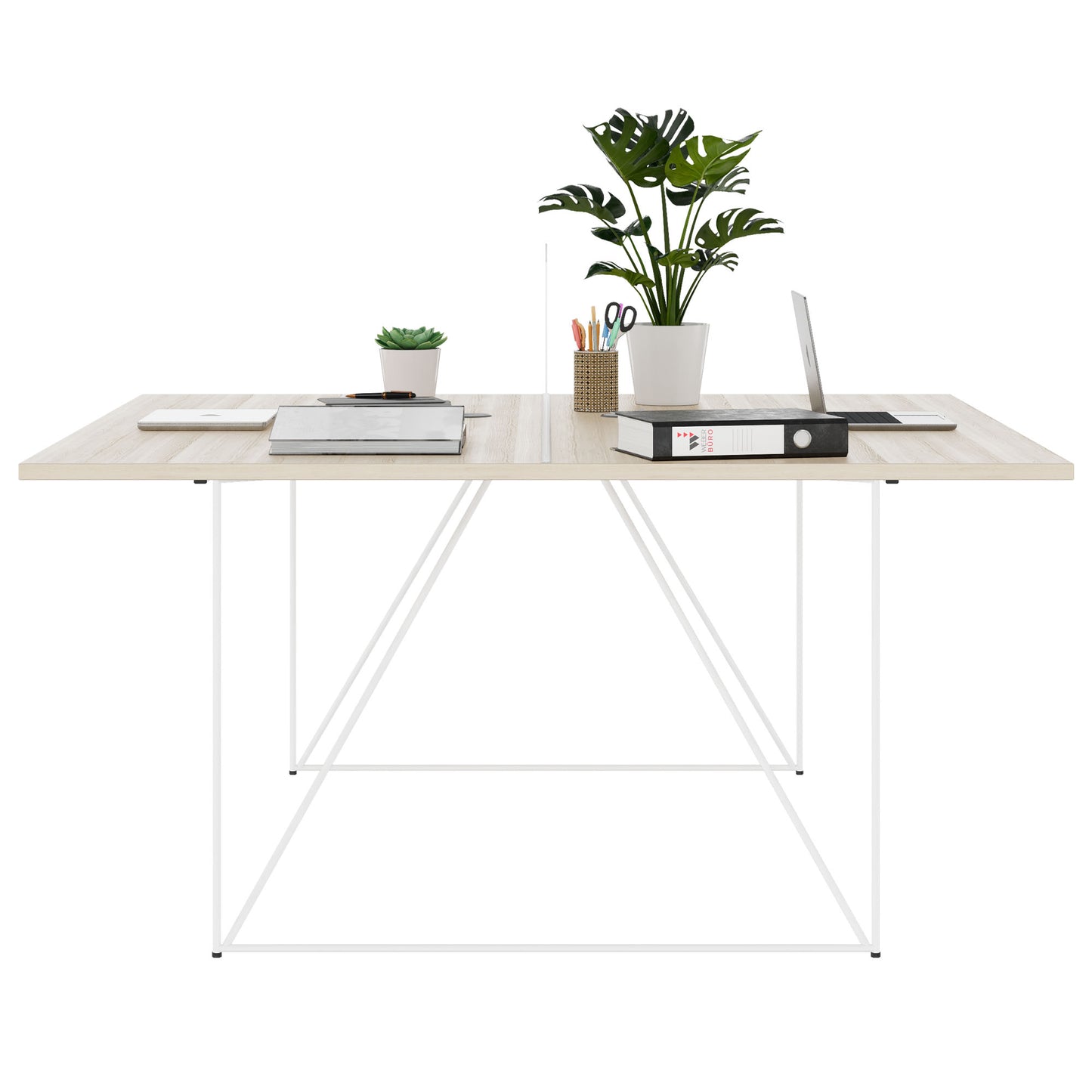 AIR DUO team desk | 1600 x 1600 mm, electrified, sand ash