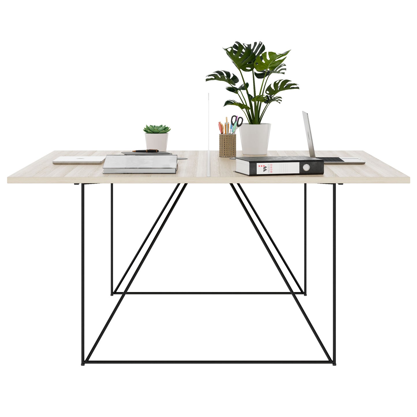 AIR DUO Desk del team | 1600 x 1600 mm, elettrificato, cenere di sabbia