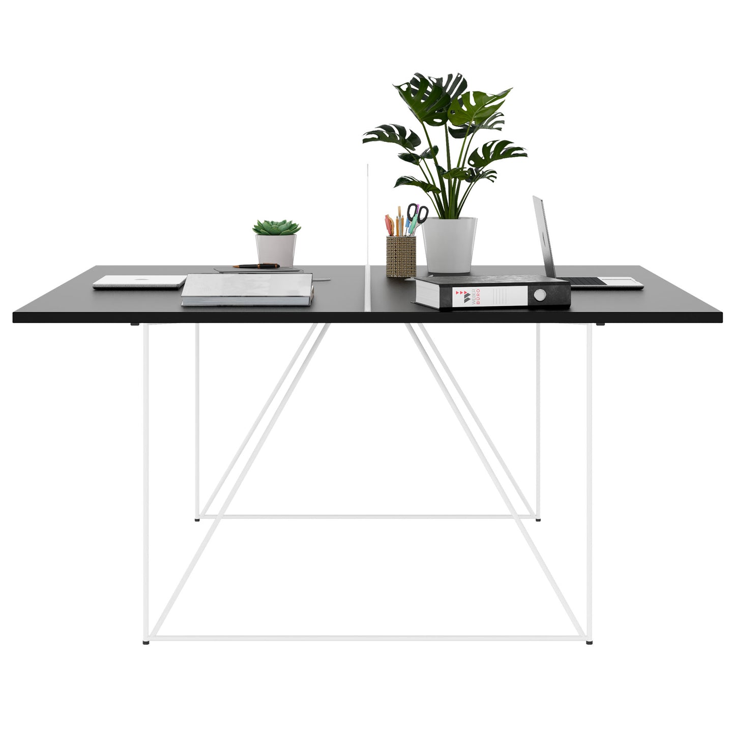 AIR DUO Desk del team | 1600 x 1600 mm, elettrificato, nero