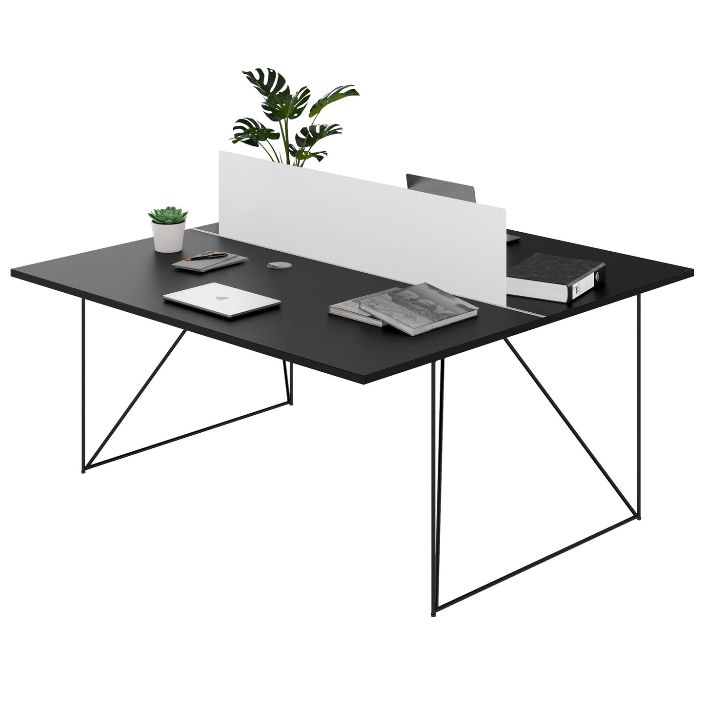 Bureau d'équipe AIR DUO | 1600 x 1600 mm, électrifié, noir