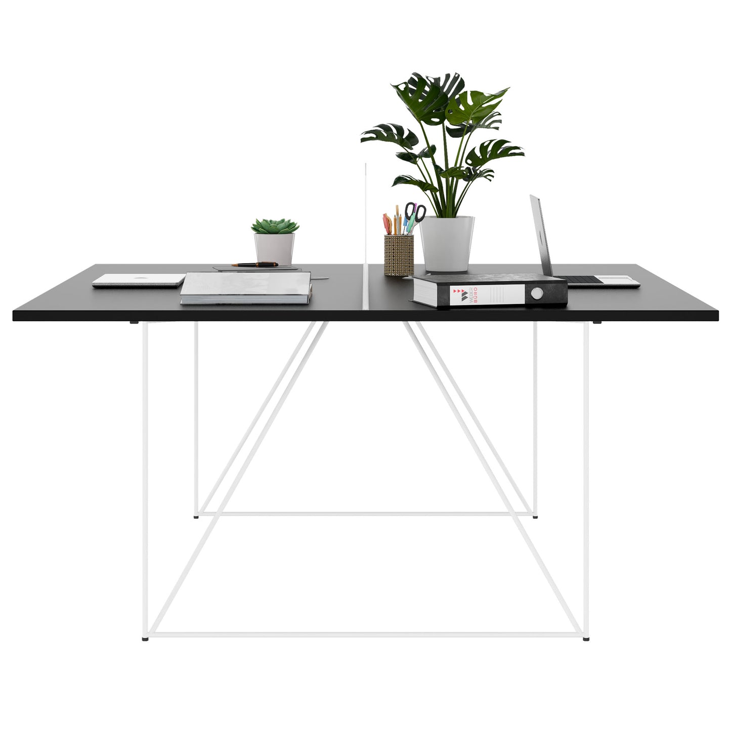 Bureau d'équipe AIR DUO | 1600 x 1600 mm, électrifié, noir