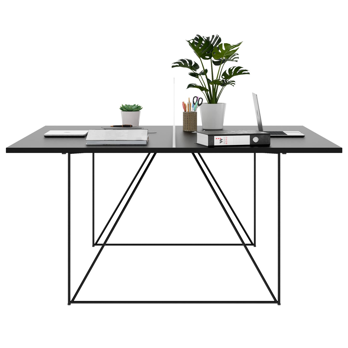 Bureau d'équipe AIR DUO | 1600 x 1600 mm, électrifié, noir