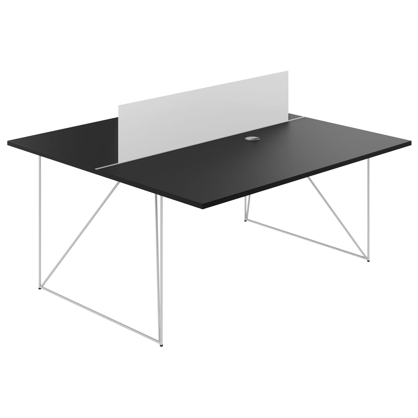 Bureau d'équipe AIR DUO | 1600 x 1600 mm, électrifié, noir