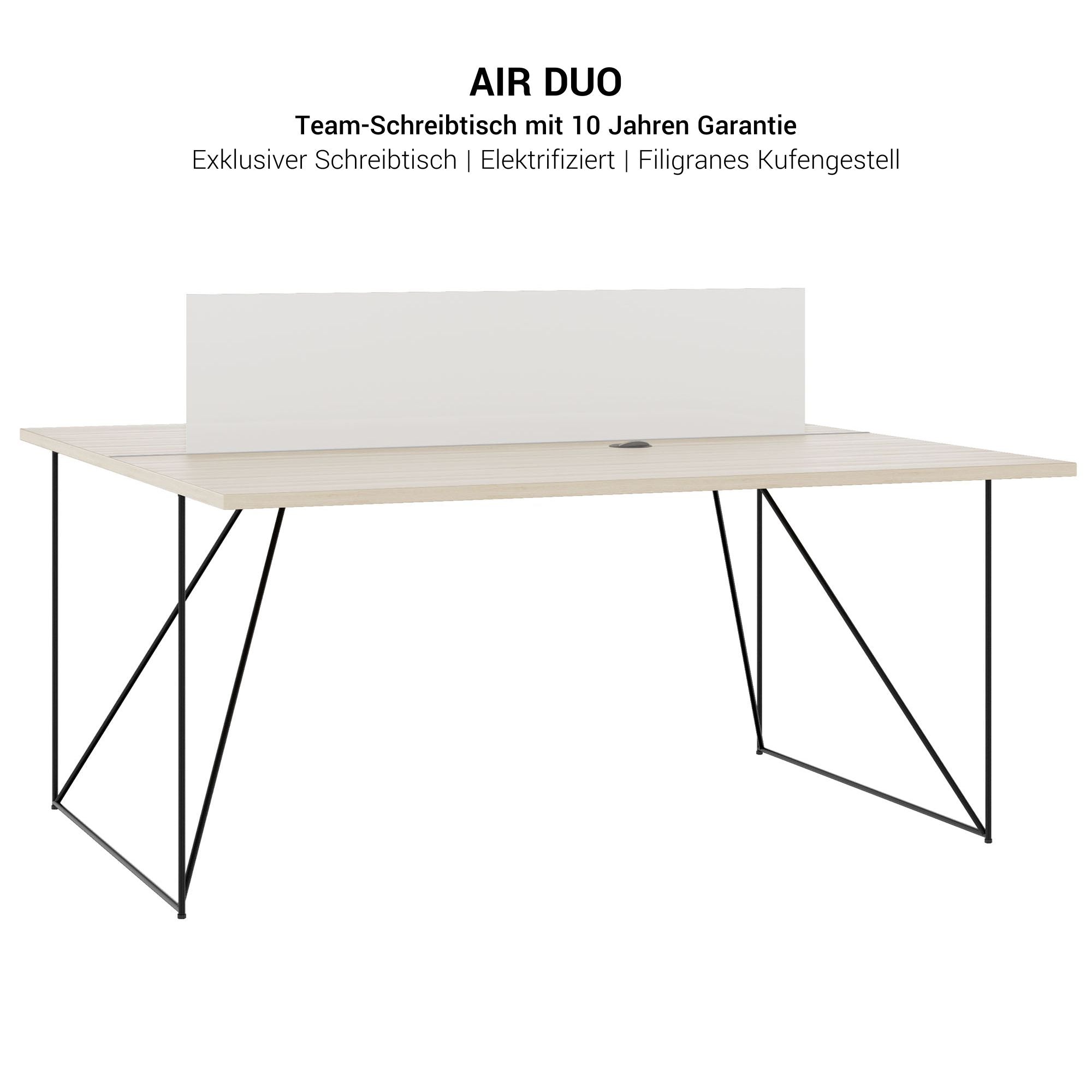 AIR DUO Team-Schreibtisch | 1600 x 1600 mm, elektrifiziert, Weiss