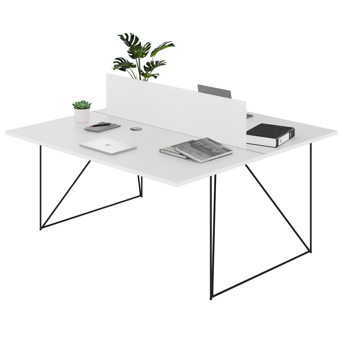 AIR DUO Desk del team | 1600 x 1600 mm, elettrificato, bianco