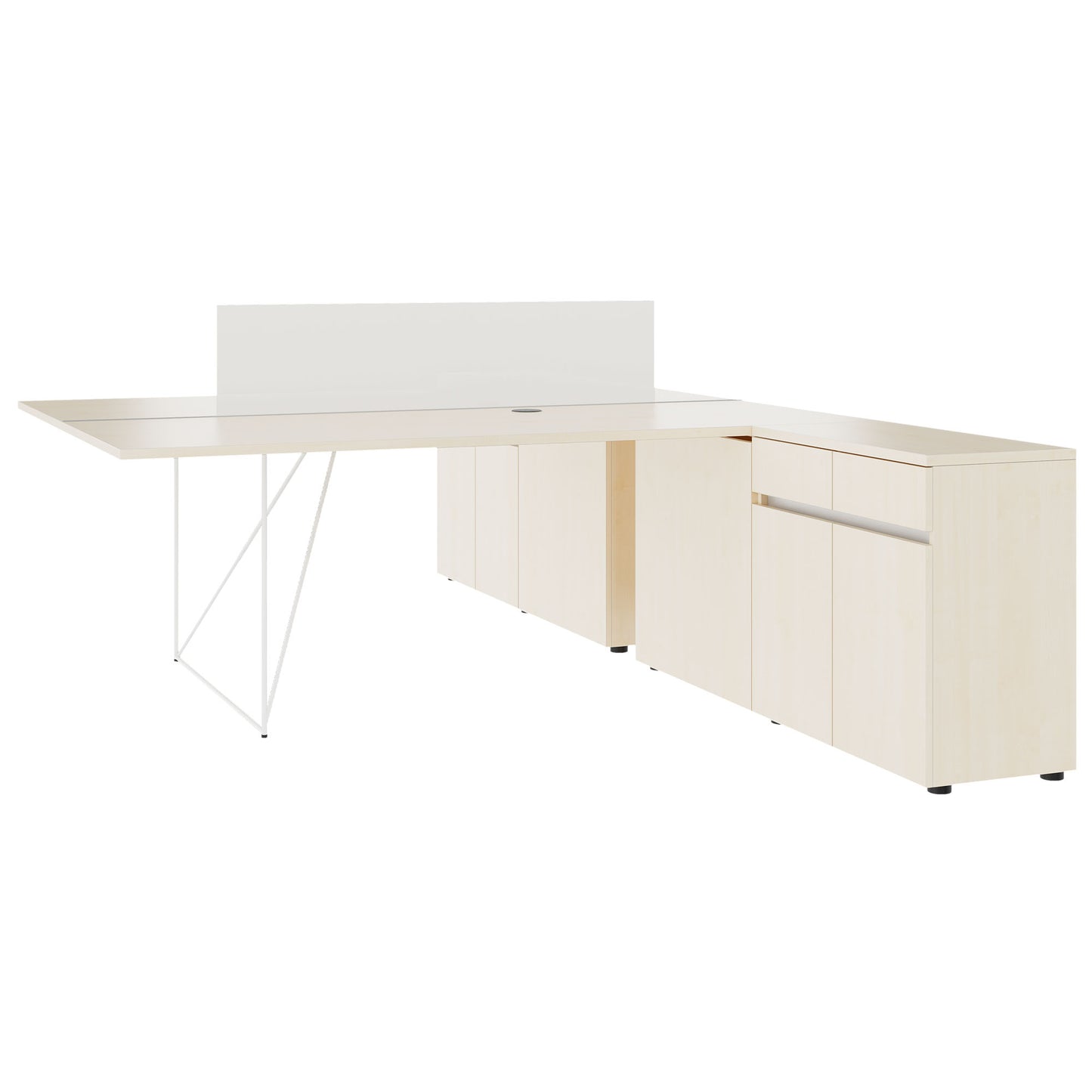 AIR DUO Bureau de l'équipe avec des buffet | 1600 - 2000 x 3200 mm, électrifié, érable