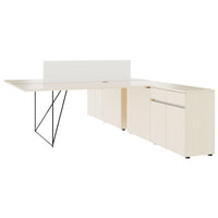 Bureau d'équipe AIR DUO avec buffets | 1600 - 2000 x 3200 mm, électrifié, érable