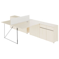 Bureau d'équipe AIR DUO avec buffets | 1600 - 2000 x 3200 mm, électrifié, érable