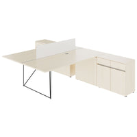 Bureau d'équipe AIR DUO avec buffets | 1600 - 2000 x 3200 mm, électrifié, érable