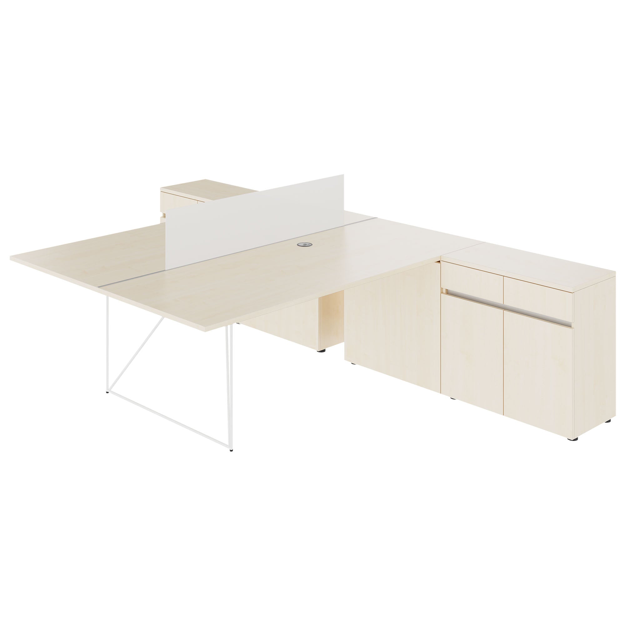 AIR DUO Bureau de l'équipe avec des buffet | 1600 - 2000 x 3200 mm, électrifié, érable