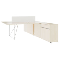 Bureau d'équipe AIR DUO avec buffets | 1600 - 2000 x 3200 mm, électrifié, érable