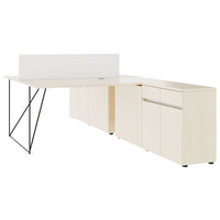 Bureau d'équipe AIR DUO avec buffets | 1600 - 2000 x 3200 mm, électrifié, érable