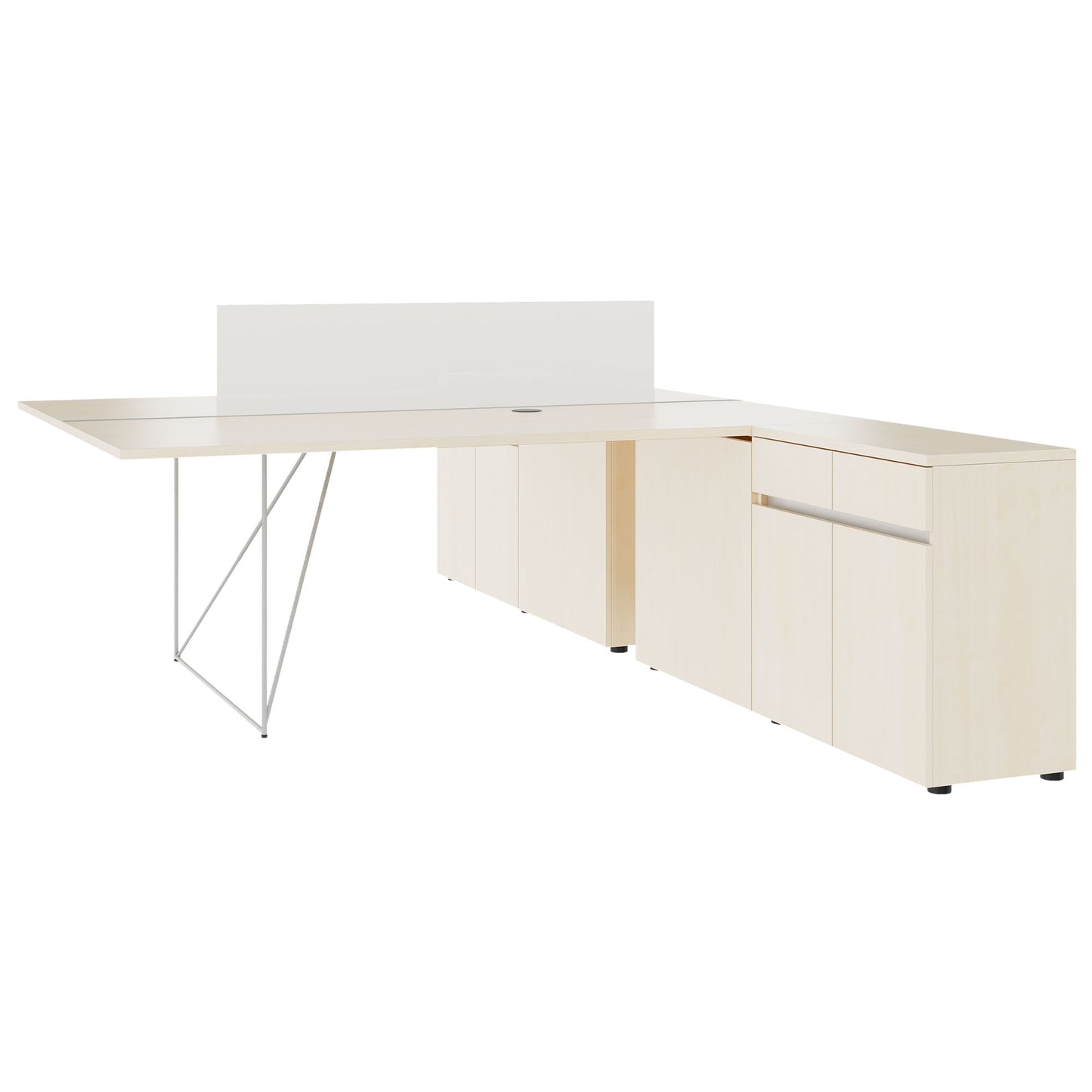 AIR DUO Bureau de l'équipe avec des buffet | 1600 - 2000 x 3200 mm, électrifié, érable