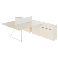 Bureau d'équipe AIR DUO avec buffets | 1600 - 2000 x 3200 mm, électrifié, érable