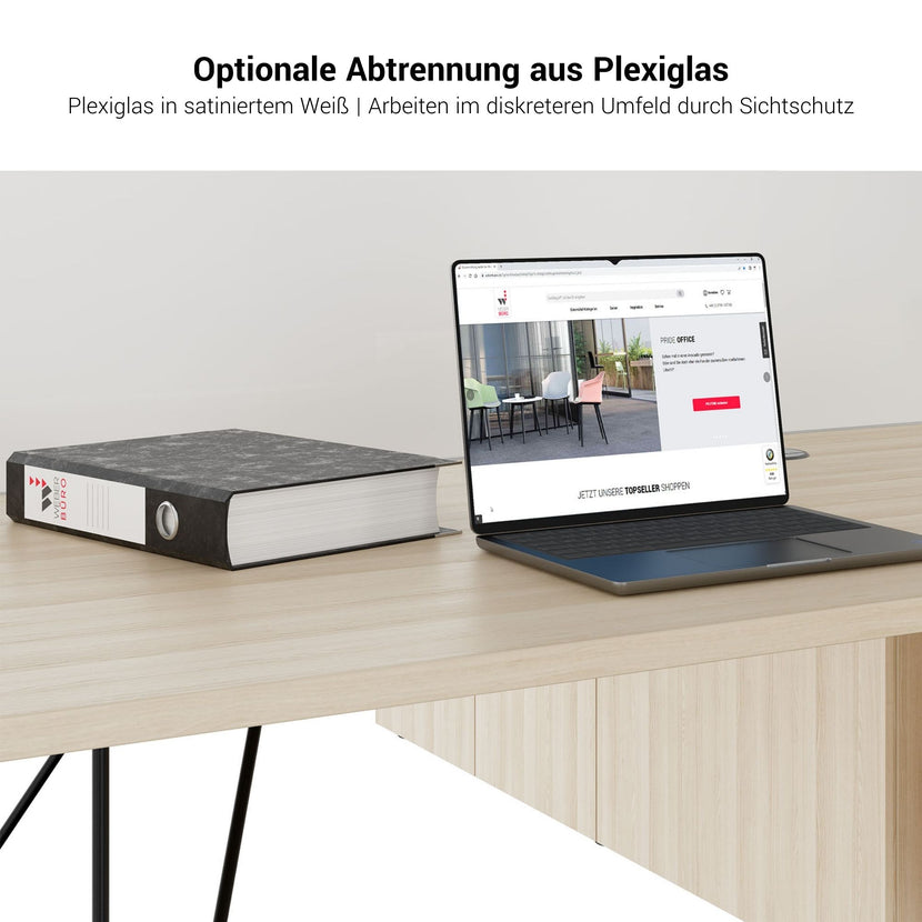AIR DUO Desk del team con sideboard | 1600 - 2000 x 3200 mm, elettrificato, antracite