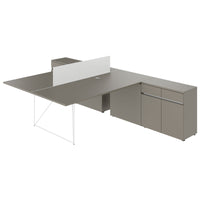 Bureau d'équipe AIR DUO avec buffets | 1600 - 2000 x 3200 mm, électrifié, gris Cubanite