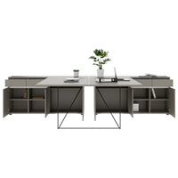 Bureau d'équipe AIR DUO avec buffets | 1600 - 2000 x 3200 mm, électrifié, gris Cubanite