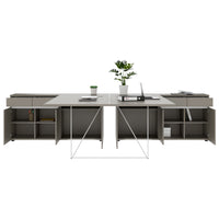 Bureau d'équipe AIR DUO avec buffets | 1600 - 2000 x 3200 mm, électrifié, gris Cubanite