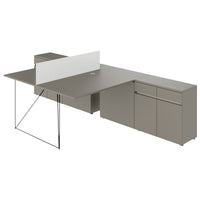 Bureau d'équipe AIR DUO avec buffets | 1600 - 2000 x 3200 mm, électrifié, gris Cubanite