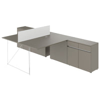 Bureau d'équipe AIR DUO avec buffets | 1600 - 2000 x 3200 mm, électrifié, gris Cubanite