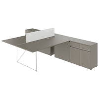 Bureau d'équipe AIR DUO avec buffets | 1600 - 2000 x 3200 mm, électrifié, gris Cubanite