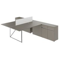 Bureau d'équipe AIR DUO avec buffets | 1600 - 2000 x 3200 mm, électrifié, gris Cubanite