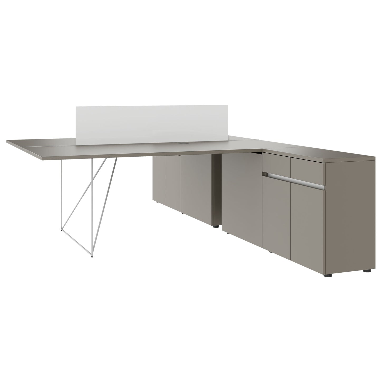 Bureau d'équipe AIR DUO avec buffets | 1600 - 2000 x 3200 mm, électrifié, gris Cubanite