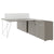 AIR DUO Team-Schreibtisch mit Sideboards | 1600 - 2000 x 3200 mm, elektrifiziert, Cubanitgrau