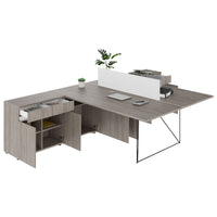 Bureau d'équipe AIR DUO avec buffets | 1600 - 2000 x 3200 mm, électrifié, chêne du nord gris