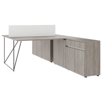 Bureau d'équipe AIR DUO avec buffets | 1600 - 2000 x 3200 mm, électrifié, chêne du nord gris