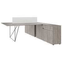 Bureau d'équipe AIR DUO avec buffets | 1600 - 2000 x 3200 mm, électrifié, chêne du nord gris