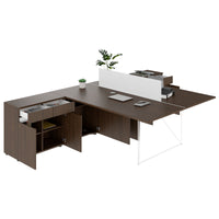 Bureau d'équipe AIR DUO avec buffets | 1600 - 2000 x 3200 mm, électrifié, noyer