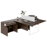 Bureau d'équipe AIR DUO avec buffets | 1600 - 2000 x 3200 mm, électrifié, noyer