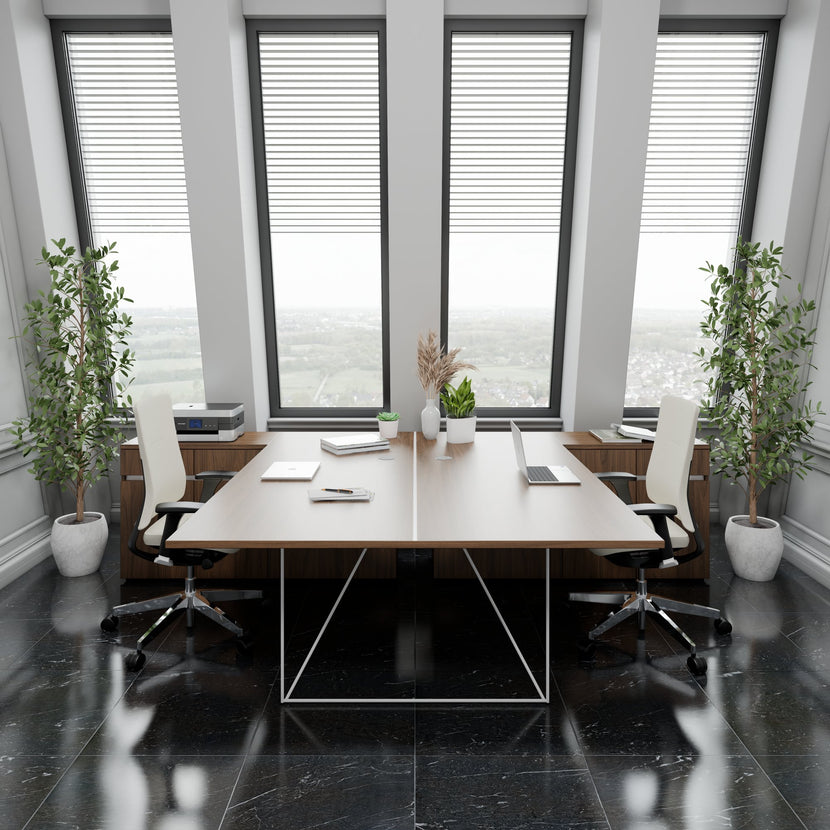 AIR DUO Bureau de l'équipe avec des buffet | 1600 - 2000 x 3200 mm, électrifié, noix