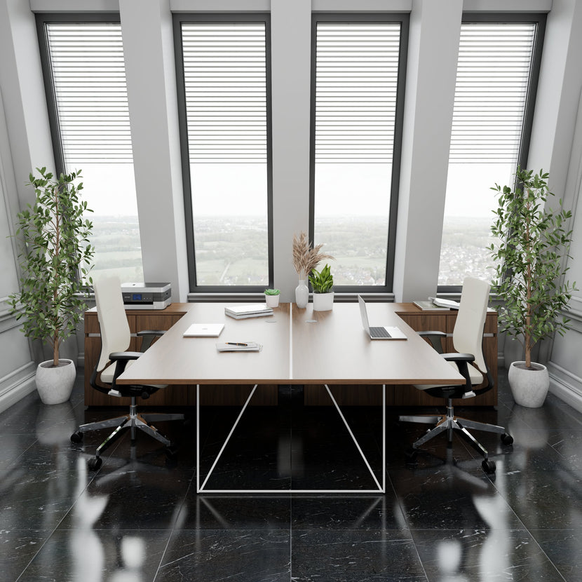 AIR DUO Bureau de l'équipe avec des buffet | 1600 - 2000 x 3200 mm, électrifié, noix