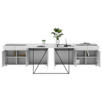 Air Duo Team Desk con sideboard | 1600 - 2000 x 3200 mm, elettrificato, grigio perla