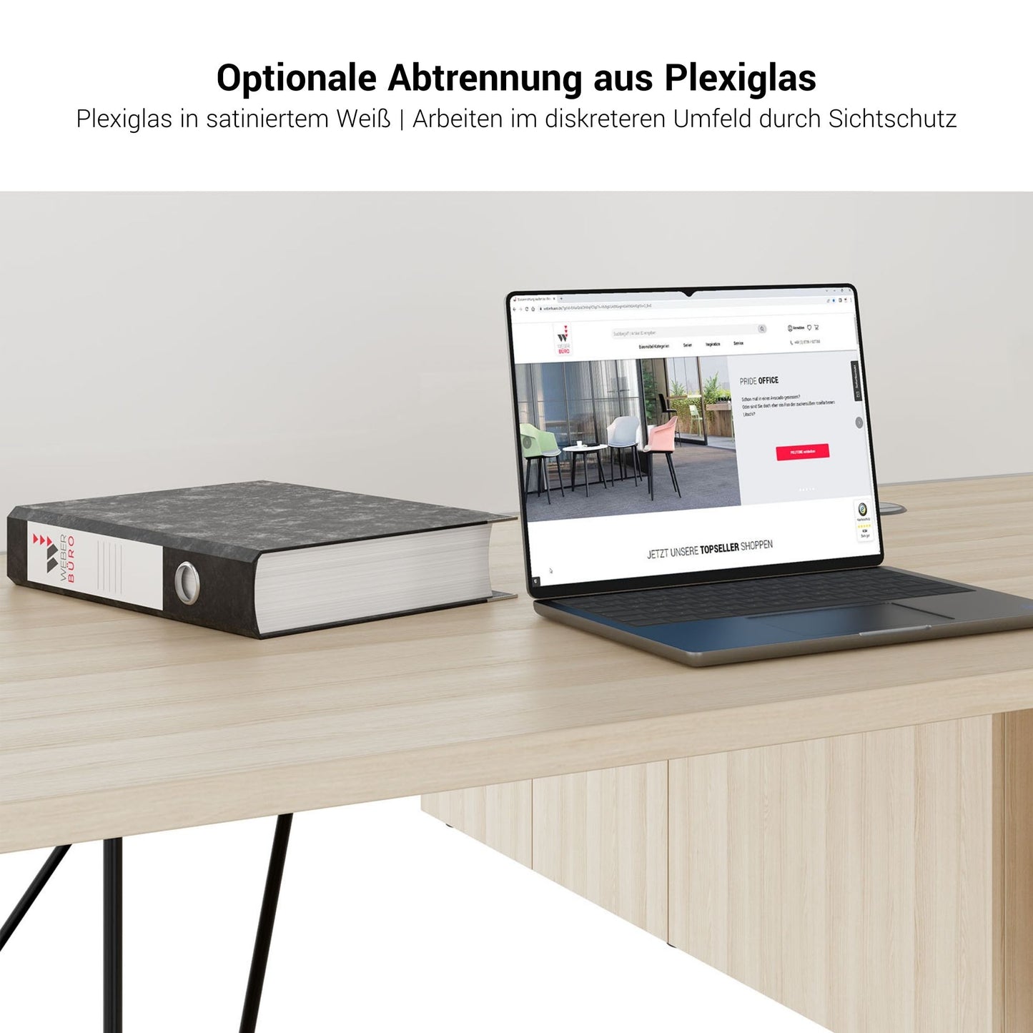 AIR DUO Desk del team con sideboard | 1600 - 2000 x 3200 mm, elettrificato, cenere di sabbia