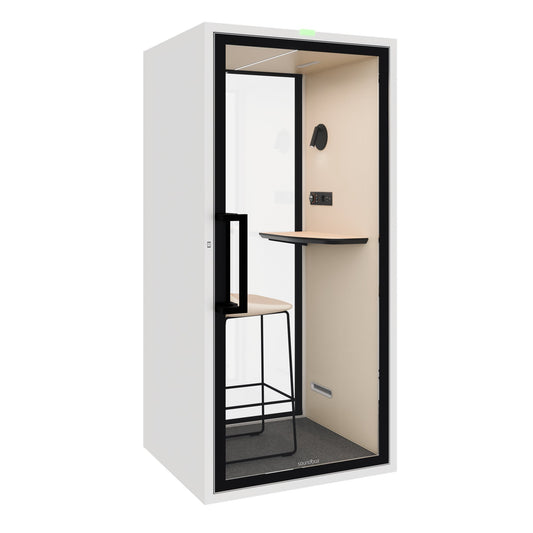 Phone Booth | ART POD S | Class A Soundproofing | For 1 Person | Table & Bar Stool | Ventilation, Lighting & Power Supply | For Open-Plan Offices