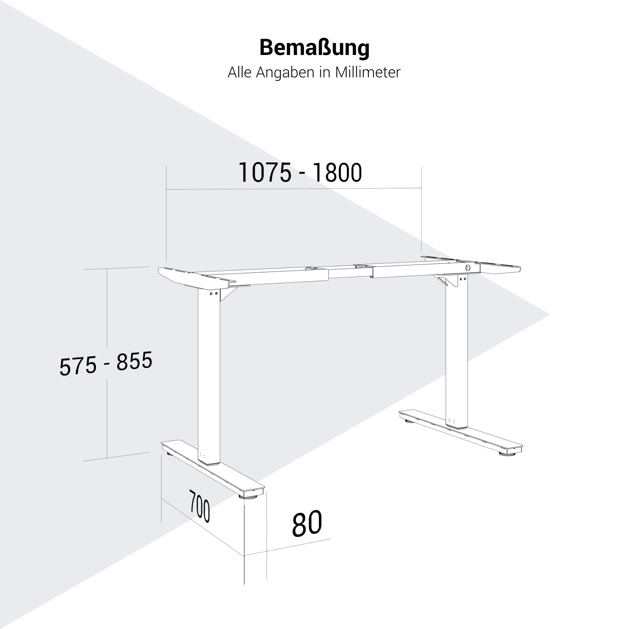 SCALE Tischgestell | 1075 - 1800 mm, manuell höhenverstellbar, Weiß
