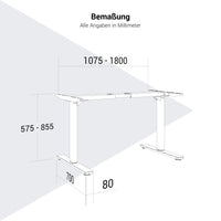 SCALE Tischgestell | 1075 - 1800 mm, manuell höhenverstellbar, Weiß