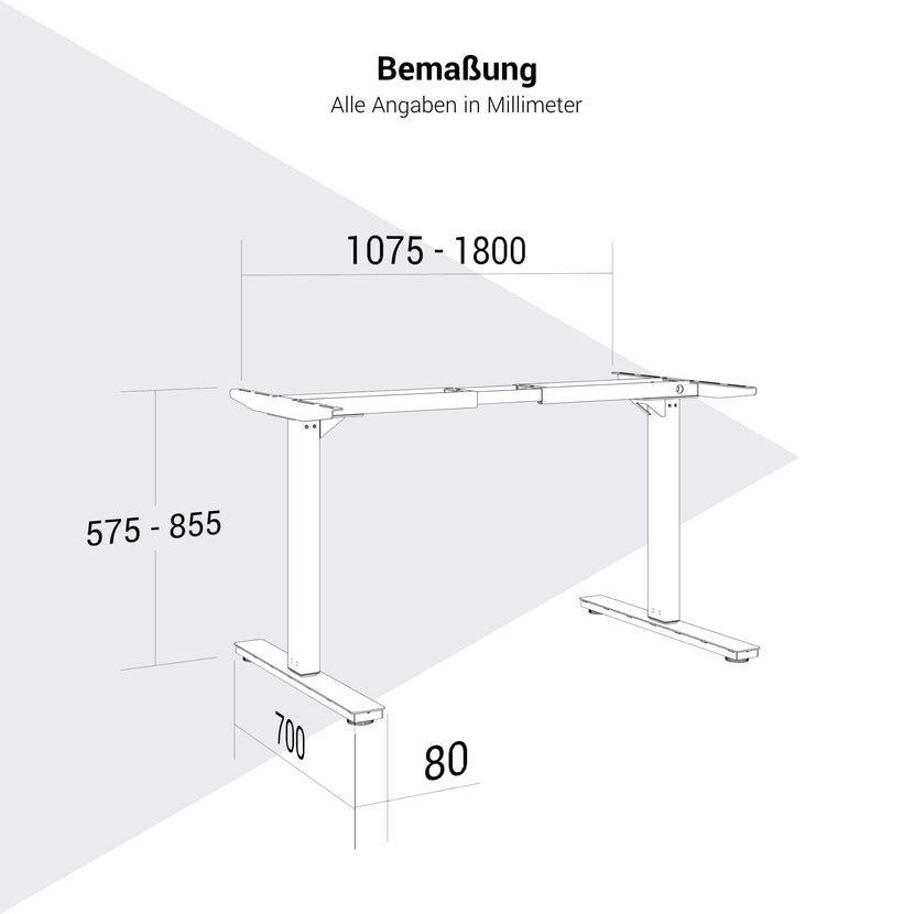 SCALE Tischgestell | 1075 - 1800 mm, manuell höhenverstellbar, Weiß