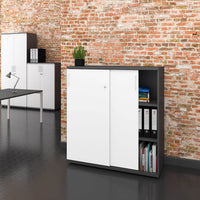 UNI Cabinet di porta scorrevole | 3 OH, 1200 x 1143 mm, antracite / bianco