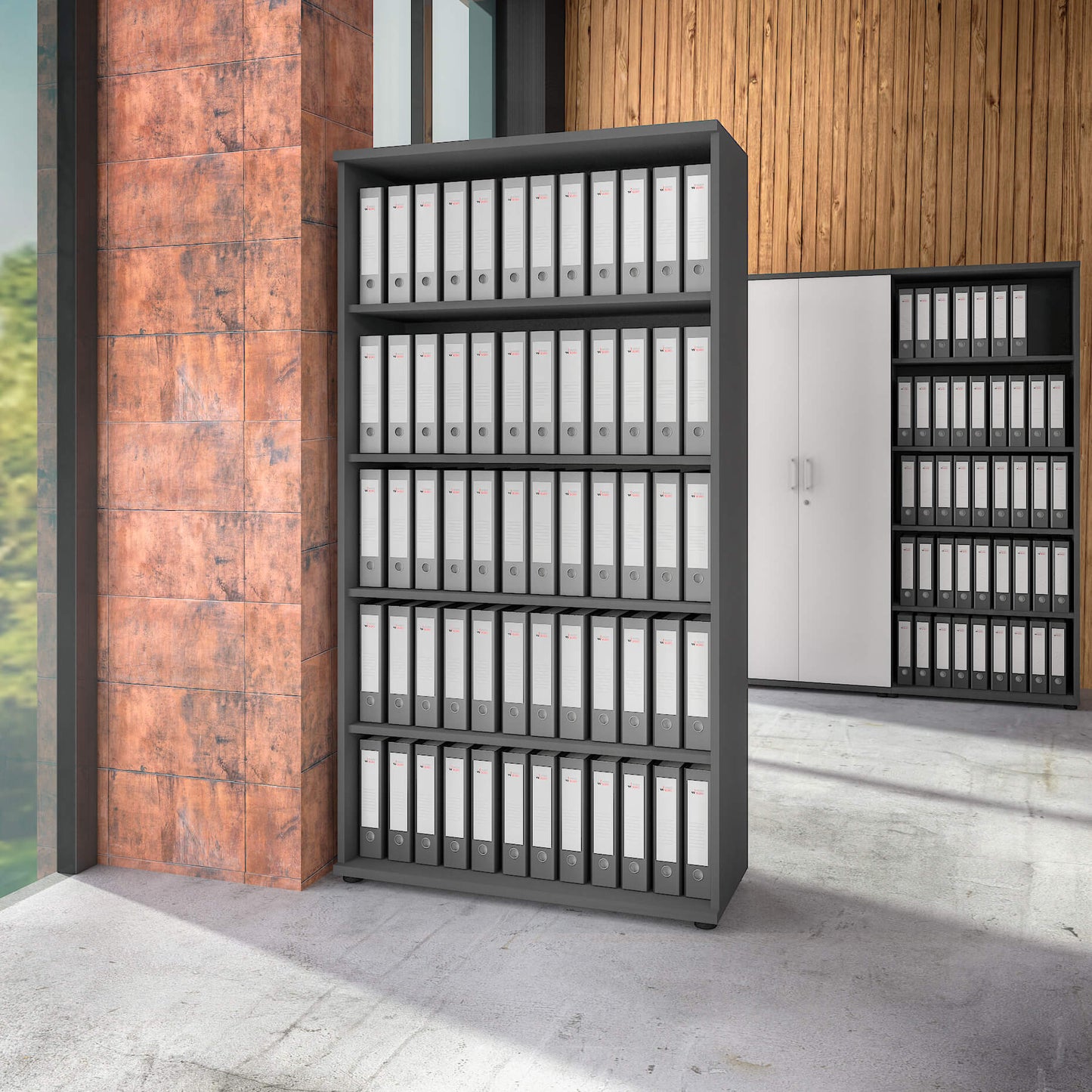 UNI Shelf cabinet | 5 Oh, 1000 x 1897 mm, anthracite