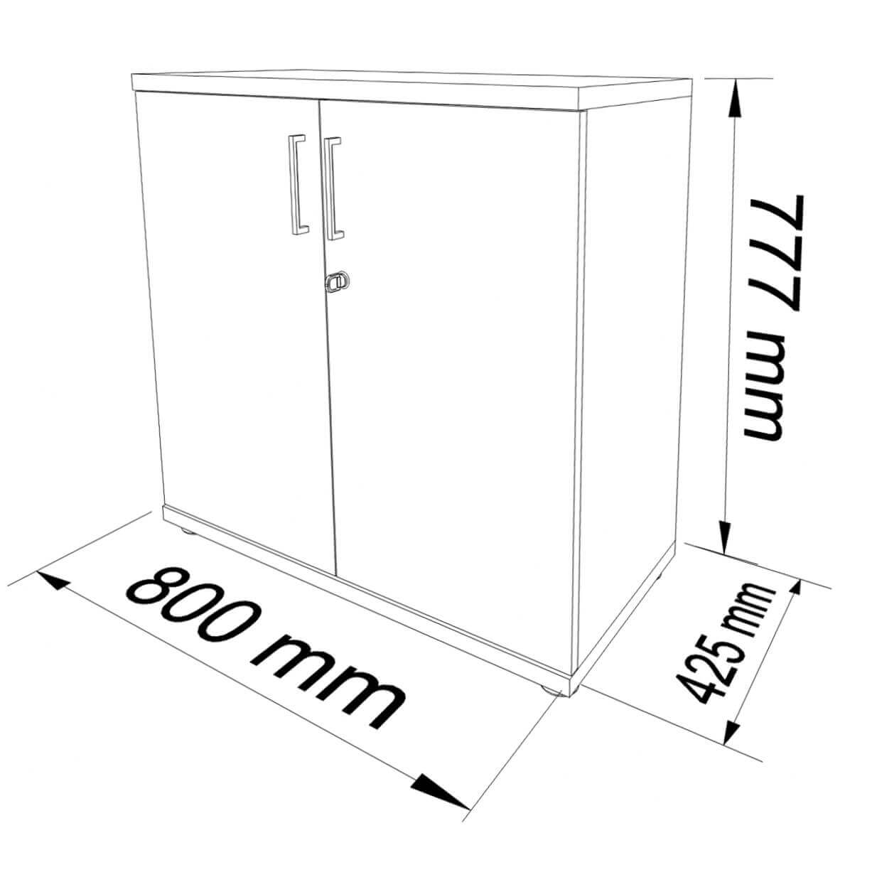 UNI Flügeltürenschrank | 2 OH, 800 x 777 mm, Ahorn