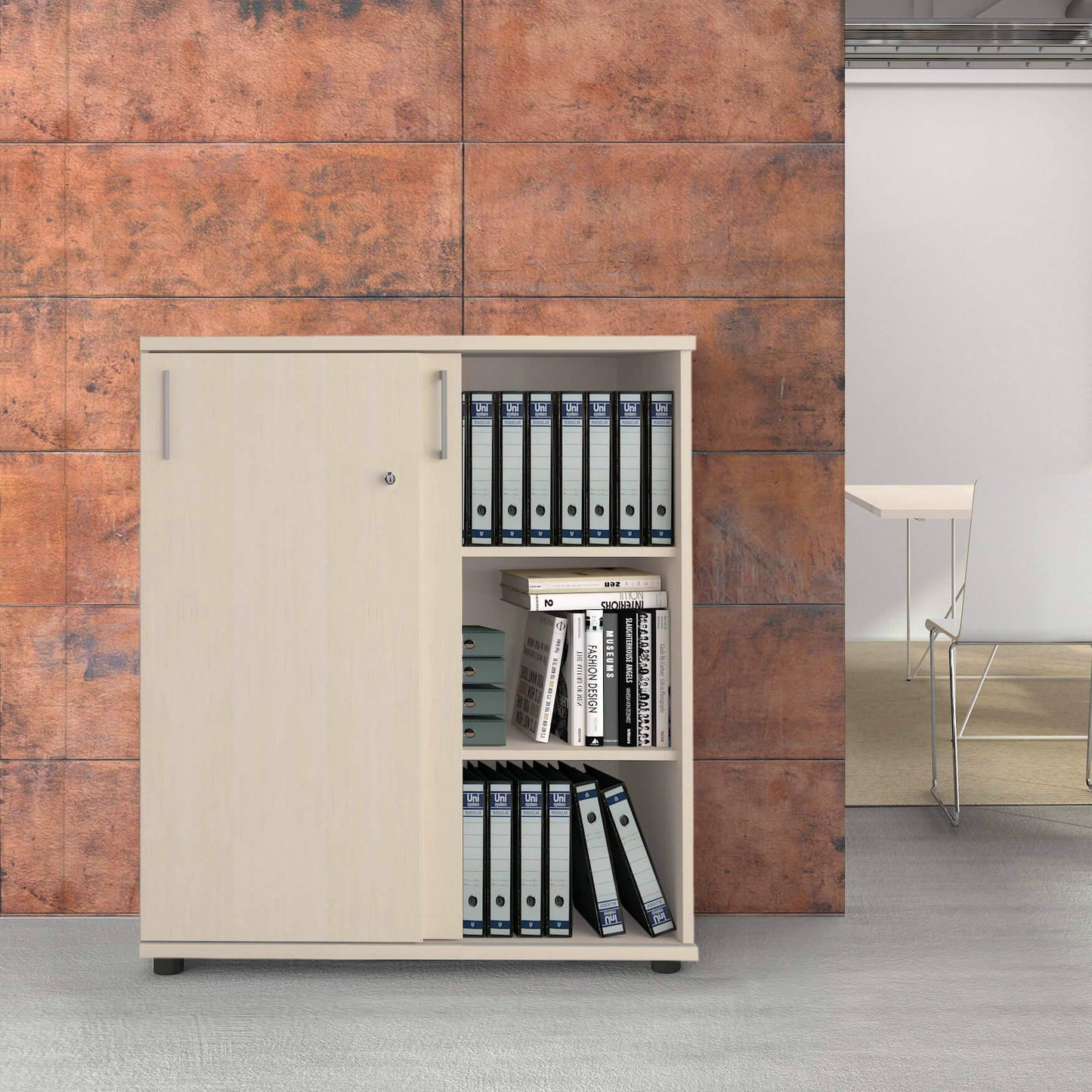 UNI Sliding door cabinet | 3 Oh, 1000 x 1143 mm, maple