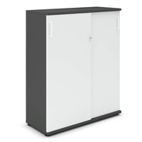 UNI Sliding door cabinet | 3 Oh, 1000 x 1143 mm, anthracite / white